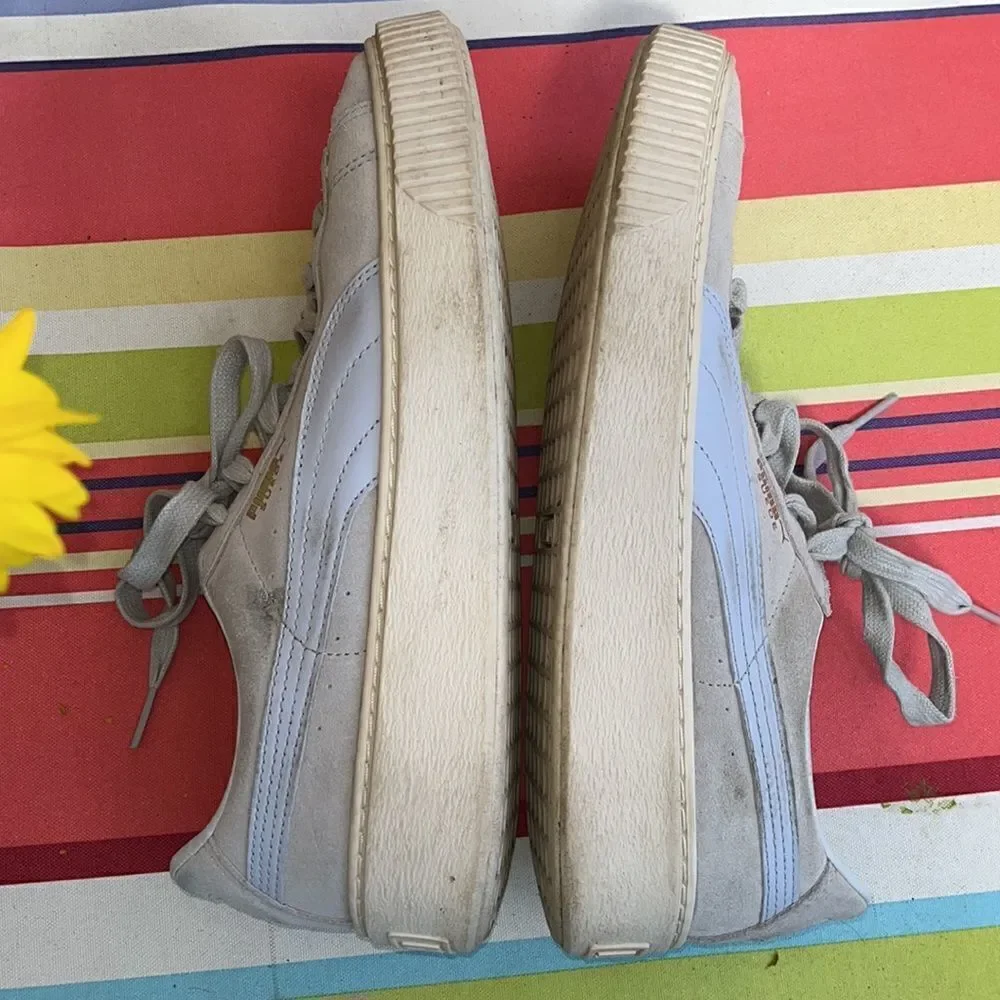 EUC WOMEN’S HALOGEN BLUE SIZE 11/EURO 42.5 PUMA SUEDE PLATFORM SHOES